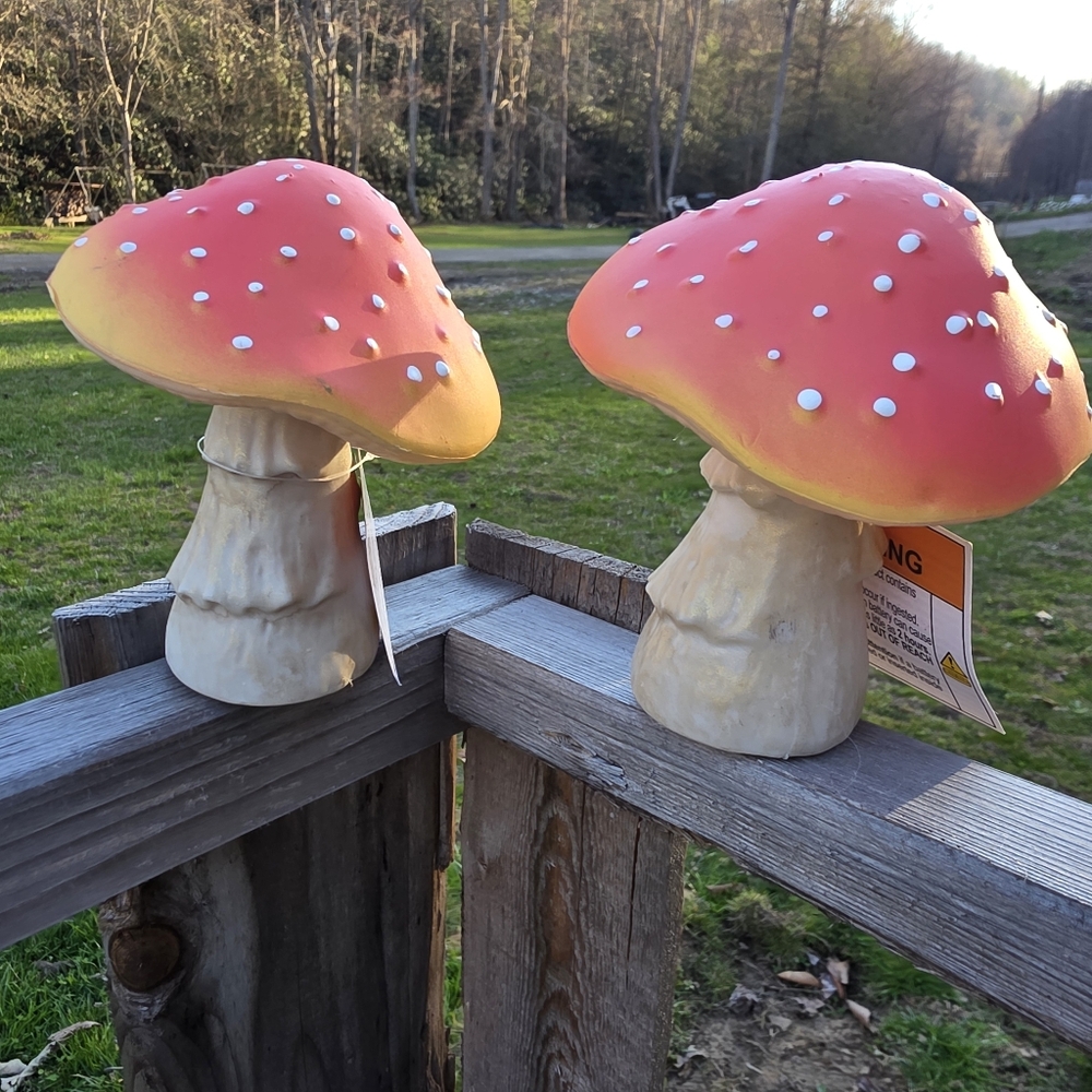 Mushroom Decor Set Of 2 Mushroom Garden Decor Light Up Batteries Included - Picture 5 of 7